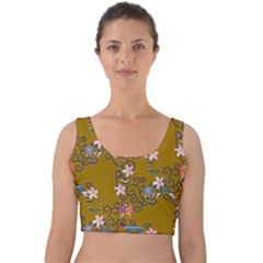 Textile Flowers Pattern Velvet Crop Top