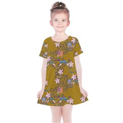 Textile Flowers Pattern Kids  Simple Cotton Dress