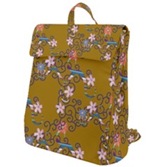 Textile Flowers Pattern Flap Top Backpack