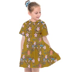 Textile Flowers Pattern Kids  Sailor Dress