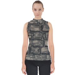 Stone Patch Sidewalk Mock Neck Shell Top by HermanTelo