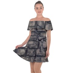 Stone Patch Sidewalk Off Shoulder Velour Dress