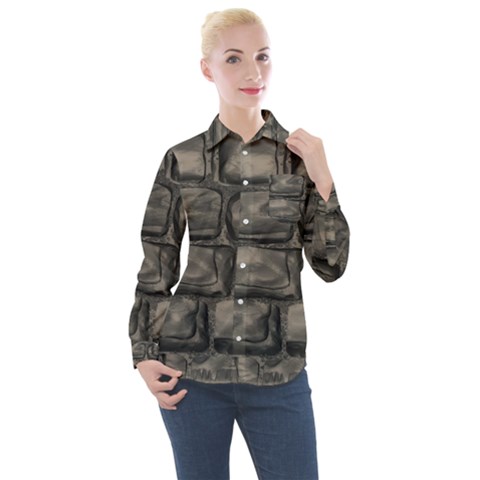 Stone Patch Sidewalk Women s Long Sleeve Pocket Shirt by HermanTelo