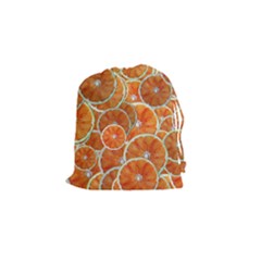 Oranges Background Drawstring Pouch (small)