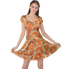 Oranges Background Cap Sleeve Dress