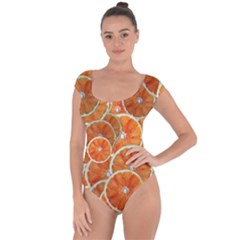 Oranges Background Short Sleeve Leotard 