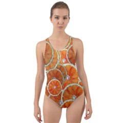 Oranges Background Cut-out Back One Piece Swimsuit