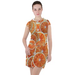 Oranges Background Drawstring Hooded Dress