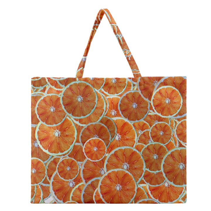 Oranges Background Zipper Large Tote Bag