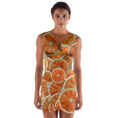 Oranges Background Wrap Front Bodycon Dress