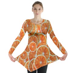 Oranges Background Long Sleeve Tunic  by HermanTelo