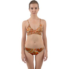 Oranges Background Wrap Around Bikini Set