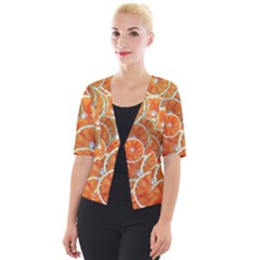 Oranges Background Cropped Button Cardigan