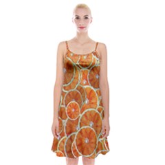 Oranges Background Spaghetti Strap Velvet Dress by HermanTelo