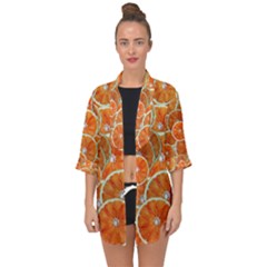 Oranges Background Open Front Chiffon Kimono by HermanTelo