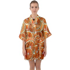 Oranges Background Quarter Sleeve Kimono Robe