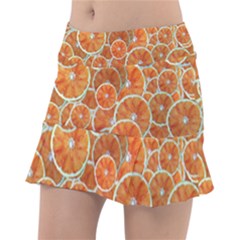 Oranges Background Tennis Skirt by HermanTelo