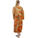 Oranges Background Maxi Tie Front Velour Kimono View2