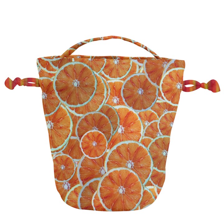 Oranges Background Drawstring Bucket Bag