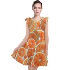 Oranges Background Tie Up Tunic Dress