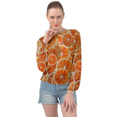 Oranges Background Banded Bottom Chiffon Top