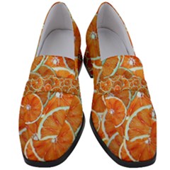 Oranges Background Women s Chunky Heel Loafers