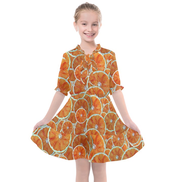 Oranges Background Kids  All Frills Chiffon Dress