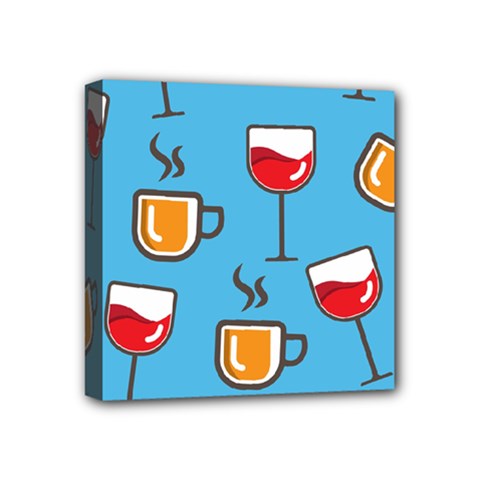 Cups And Mugs Blue Mini Canvas 4  X 4  (stretched)