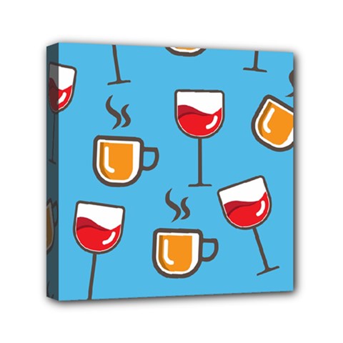 Cups And Mugs Blue Mini Canvas 6  X 6  (stretched) by HermanTelo