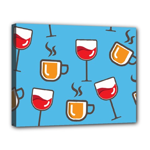 Cups And Mugs Blue Canvas 14  X 11  (stretched)