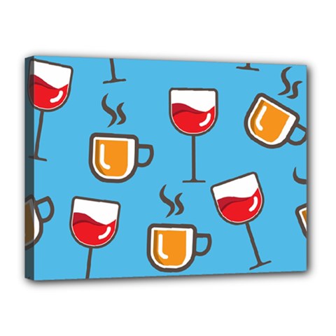 Cups And Mugs Blue Canvas 16  X 12  (stretched)