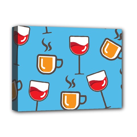 Cups And Mugs Blue Deluxe Canvas 16  X 12  (stretched)  by HermanTelo