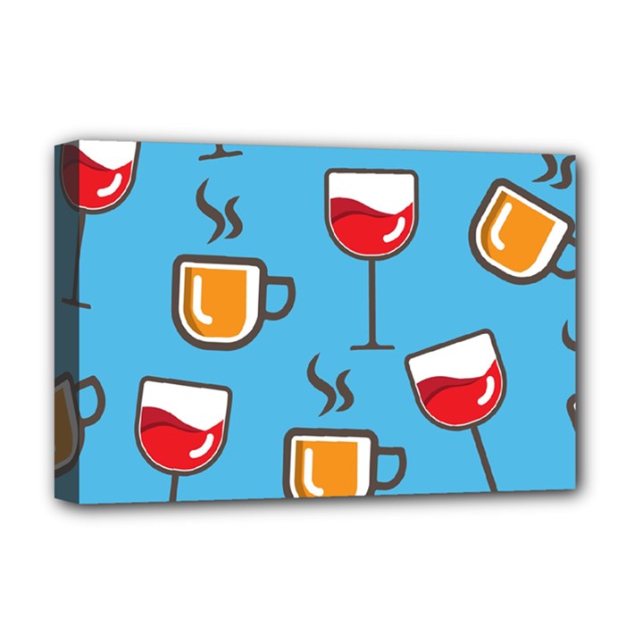 Cups And Mugs Blue Deluxe Canvas 18  x 12  (Stretched)