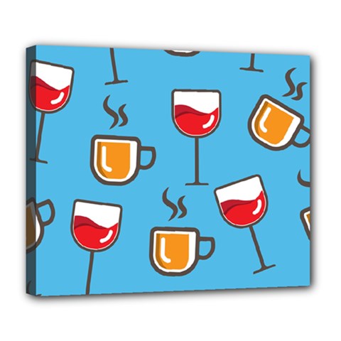 Cups And Mugs Blue Deluxe Canvas 24  X 20  (stretched) by HermanTelo