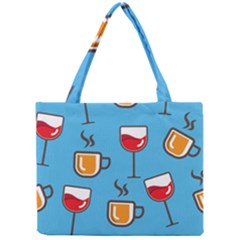 Cups And Mugs Blue Mini Tote Bag