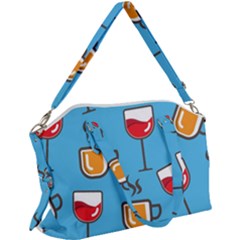 Cups And Mugs Blue Canvas Crossbody Bag by HermanTelo