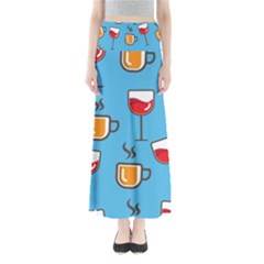 Cups And Mugs Blue Full Length Maxi Skirt