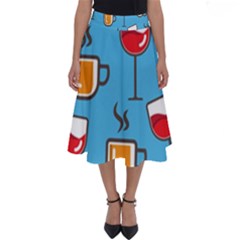 Cups And Mugs Blue Perfect Length Midi Skirt