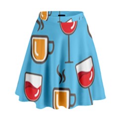 Cups And Mugs Blue High Waist Skirt