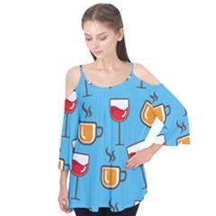 Cups And Mugs Blue Flutter Tees