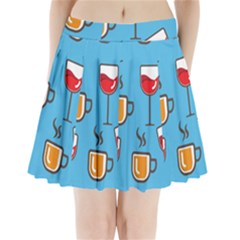 Cups And Mugs Blue Pleated Mini Skirt