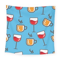 Cups And Mugs Blue Square Tapestry (large)