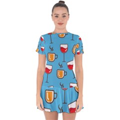 Cups And Mugs Blue Drop Hem Mini Chiffon Dress