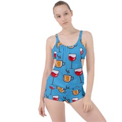 Cups And Mugs Blue Boyleg Tankini Set  by HermanTelo