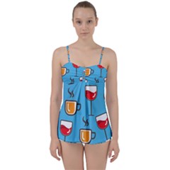 Cups And Mugs Blue Babydoll Tankini Set by HermanTelo