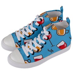 Cups And Mugs Blue Women s Mid-top Canvas Sneakers