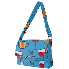 Cups And Mugs Blue Full Print Messenger Bag