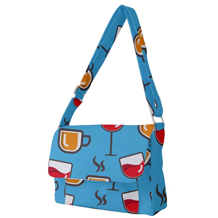 Cups And Mugs Blue Full Print Messenger Bag