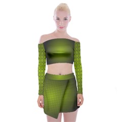 Hexagon Background Circle Off Shoulder Top With Mini Skirt Set