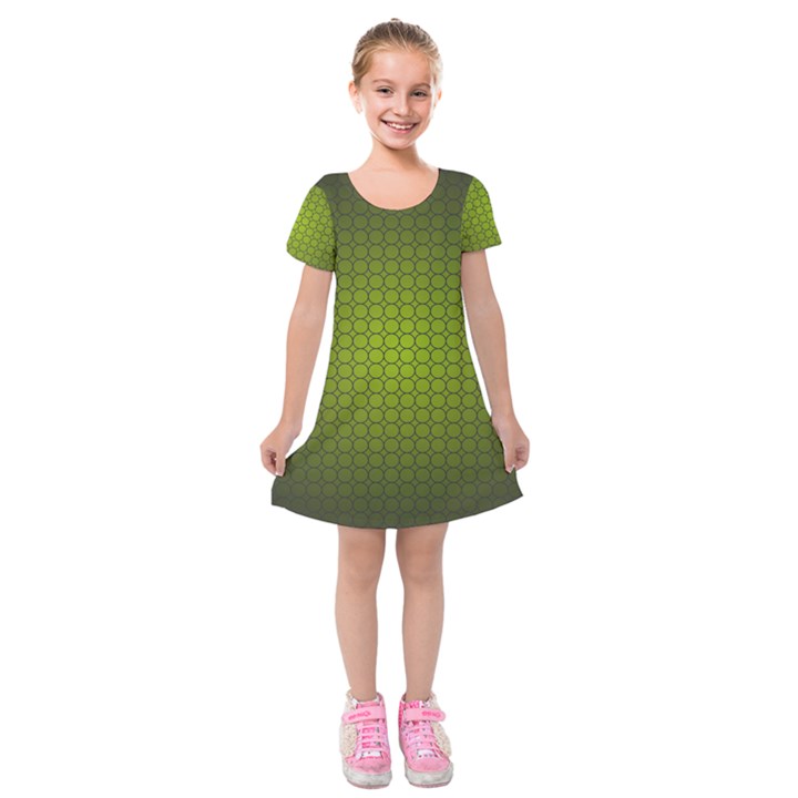 Hexagon Background Circle Kids  Short Sleeve Velvet Dress